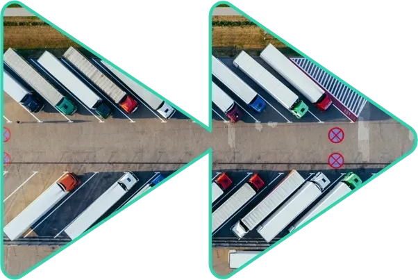 HGVs Lined up